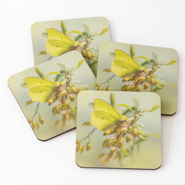 Item preview, Yellow butterfly on berberis plant designed and sold by JBlaminsky.