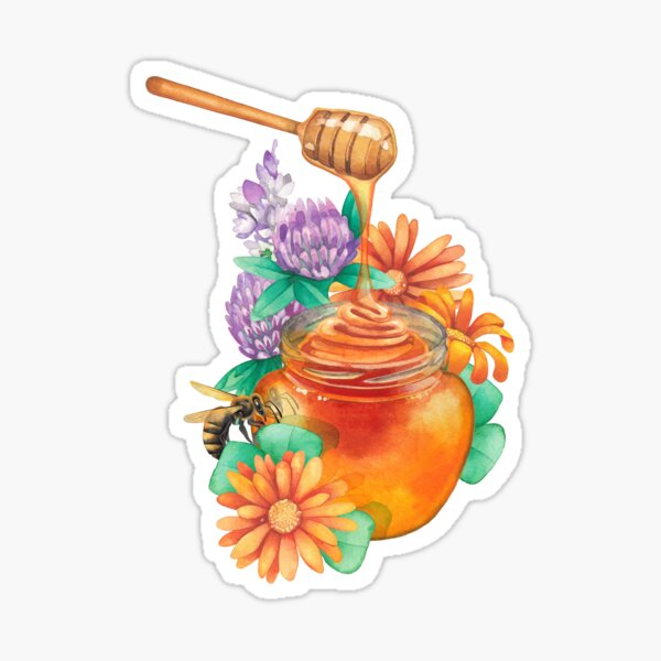 Item preview, Watercolor honey and flowers designed and sold by Ekaterina Glazkova.
