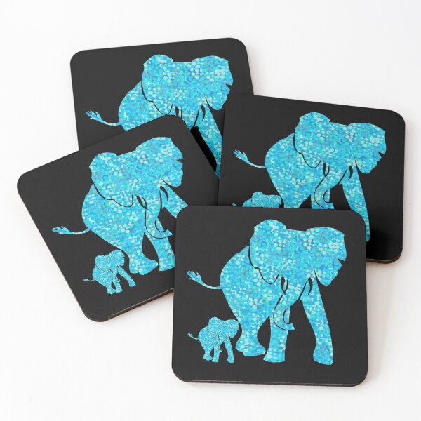 Item preview, Beautiful Aqua Blue Mother and Baby Elephant. A cute Mother and Baby elephant design in an aqua blue speckled pattern. Includes light and dark shades of aqua, aquamarine and turquoise blue. designed and sold by innerspectrum.