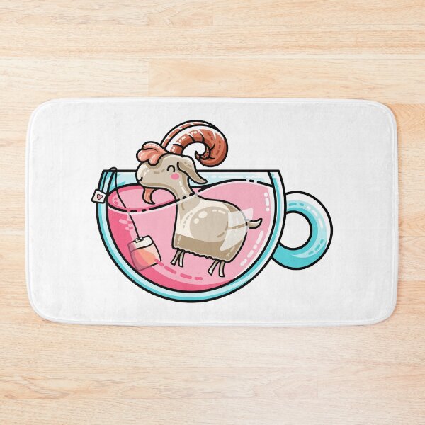 Aperçu de l'œuvre Thé de chèvre Kawaii Cute Tea Goatee Pun créée et vendue par Flaming Imp.