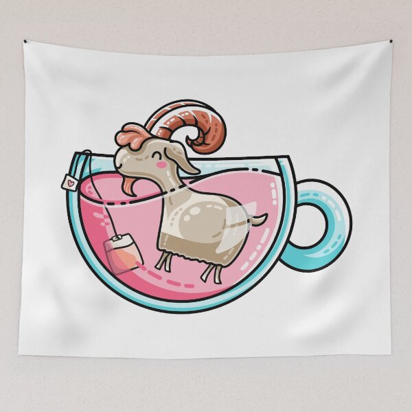 Artikelvorschau, Ziegentee Kawaii Cute Tea Goatee Pun entworfen und verkauft von Flaming Imp.