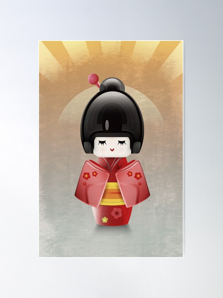 Kokeshi in Red Poster for Sale by Richard Rabassa