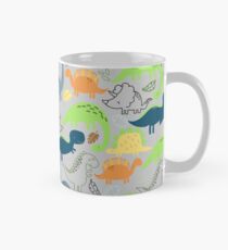 Taza clásica Fondo gris claro dinosaurios patrón de la selva