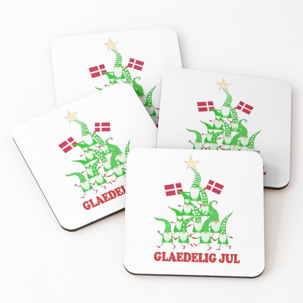 Item preview, Glaedelig Jul Nordic Gnomes Christmas Tree Tomte Nisse Flags Danish flag designed and sold by funnytshirtemp.