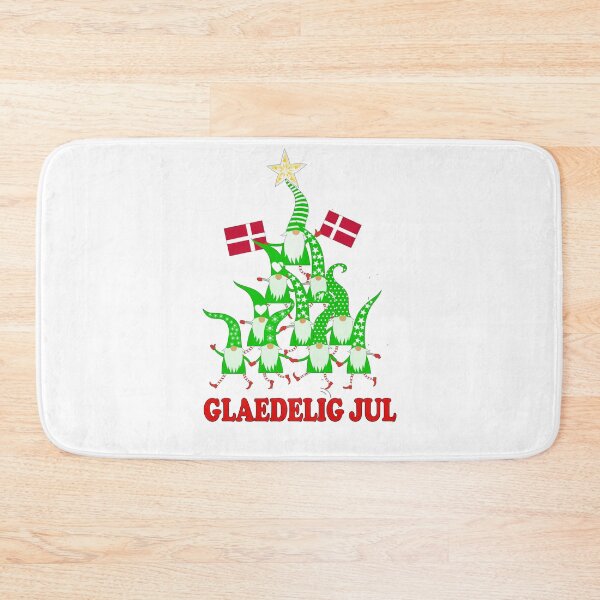 Item preview, Glaedelig Jul Nordic Gnomes Christmas Tree Tomte Nisse Flags Danish flag designed and sold by funnytshirtemp.