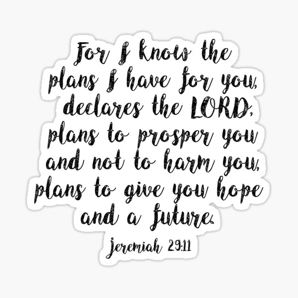 Bible Verse Jeremiah 29:11 Sticker