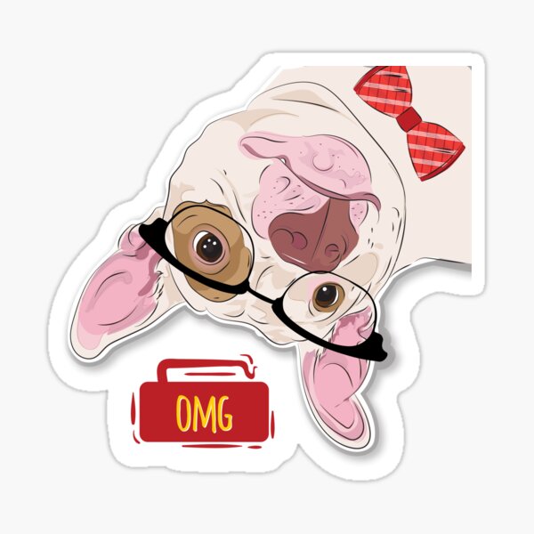 Hipster Pitbull "OMG" Sticker