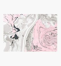 Suminagashi Love, Gray and Pink Photographic Print