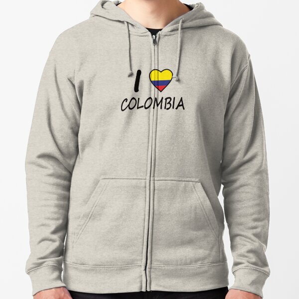 Custom Love Colombia Map Flag Zipper Hoodie By Party - Artistshot