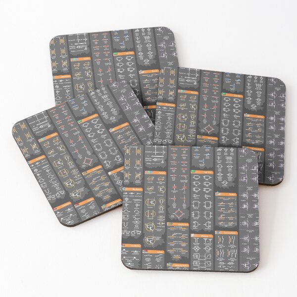 Electrical Engineering Symbols Reference Coasters (Set of 4)