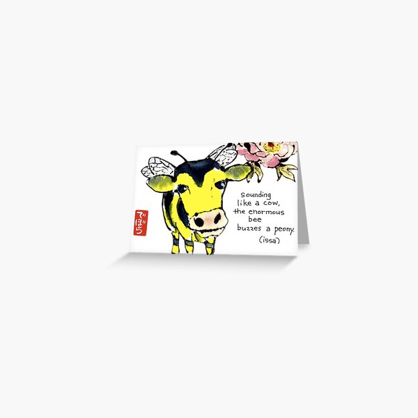 Cow Bee Greeting Card