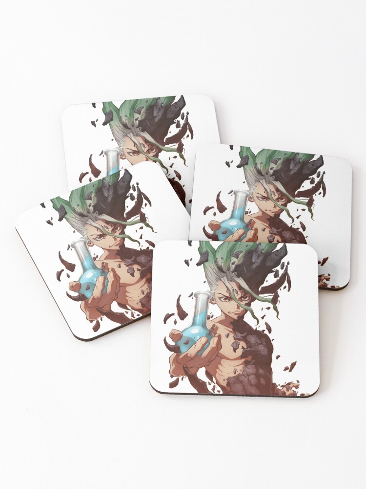 Dessous De Verre Lot De 4 Senku Ishigami Dr Stone Par J4cky2910 Redbubble