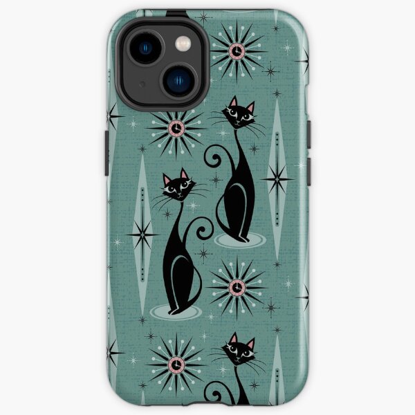 Mitte des Jahrhunderts Katzen und Uhren III iPhone Robuste Hülle