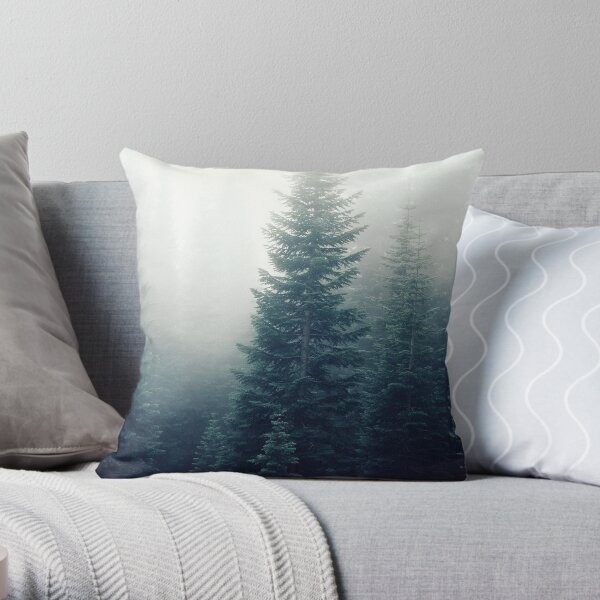 Forest in the fog Throw Pillow