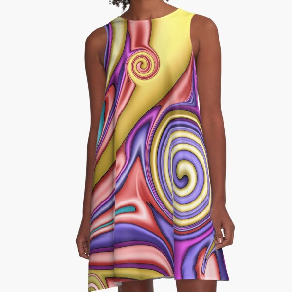 Buntes Fluid Painting A-Linien Kleid