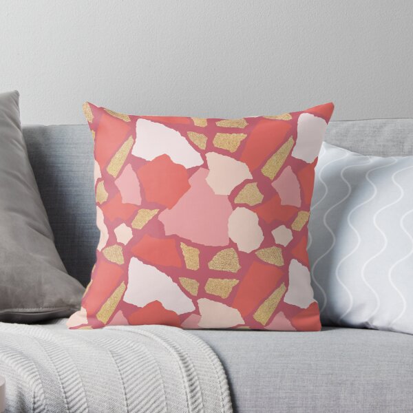Scraps of paper in the colors of summer 3 - red and coral Throw Pillow