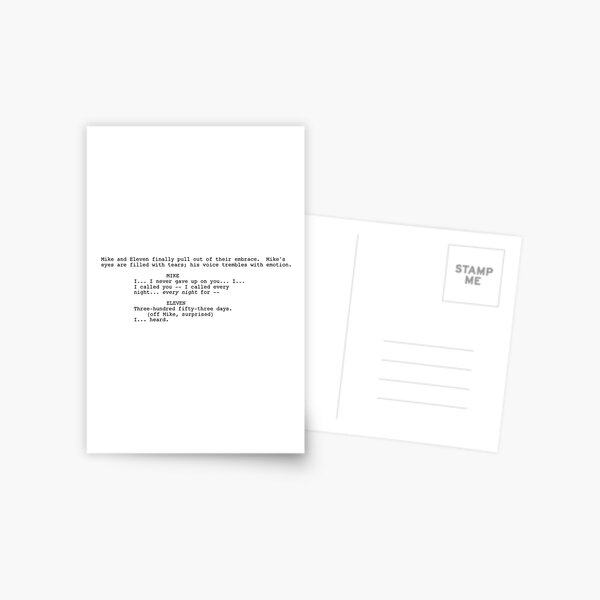 Stranger Things 2 Finale Max Is Driving Script Quote Postcard By Jackielogsted Redbubble - pin by roblox jis63 on board in 2019 stranger things quote