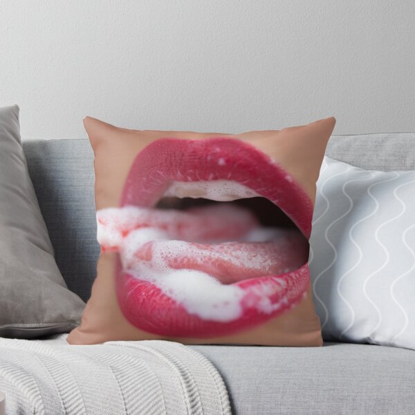 Item preview, white foam on female lips with a pink lipstick designed and sold by Tverdokhlib.