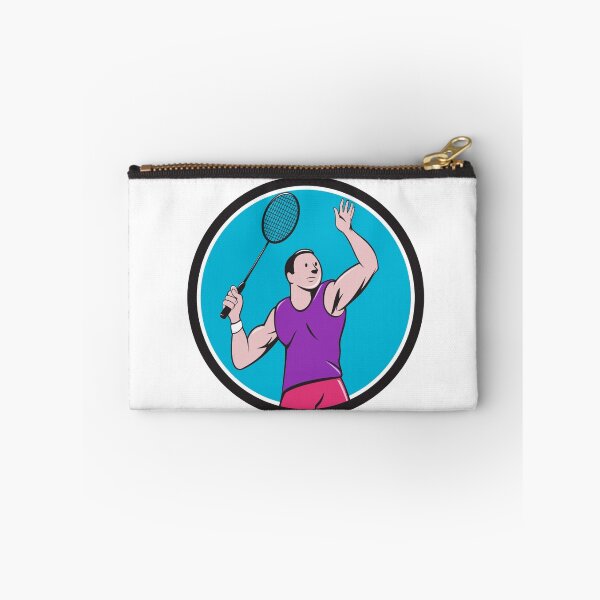 Item preview, Badminton Player Racquet Striking Circle Cartoon designed and sold by patrimonio.