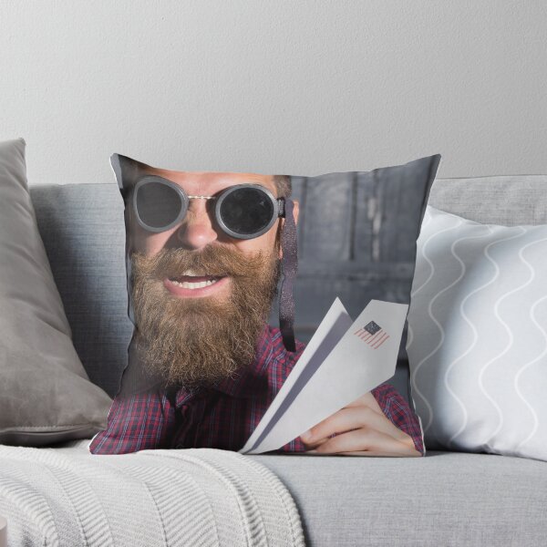 Item preview, bearded man in sunglasses with a paper airplane designed and sold by Tverdokhlib.