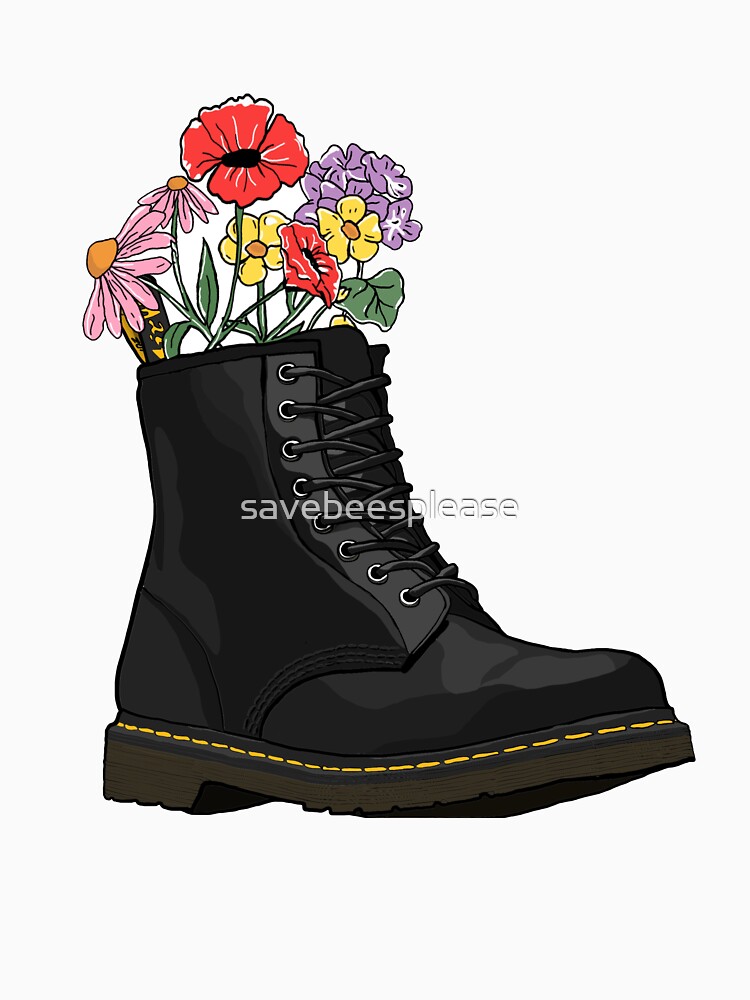 Thumbnail 7 von 7, Classic T-Shirt, Blumen wachsen aus Doc Martens Stiefel designt und verkauft von savebeesplease.