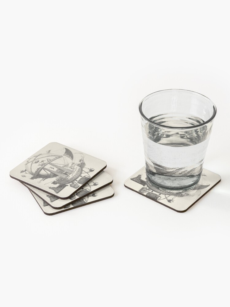 Alternate view of Vintage Flying Hot Air Balloon Ship, (ca. 1780) Coasters (Set of 4)