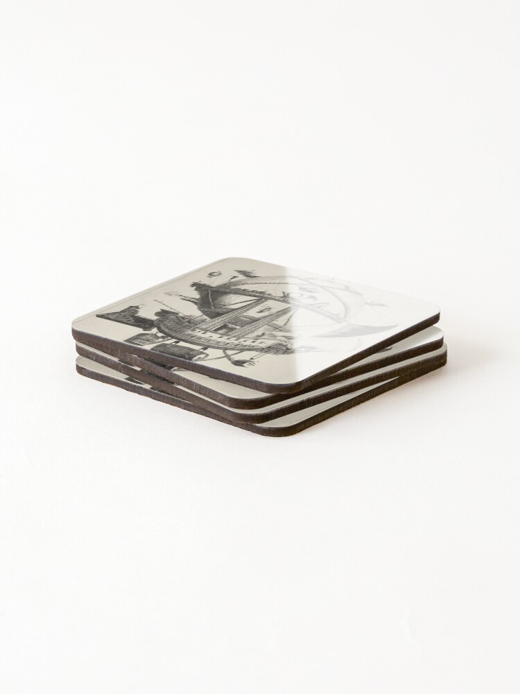 Alternate view of Vintage Flying Hot Air Balloon Ship, (ca. 1780) Coasters (Set of 4)