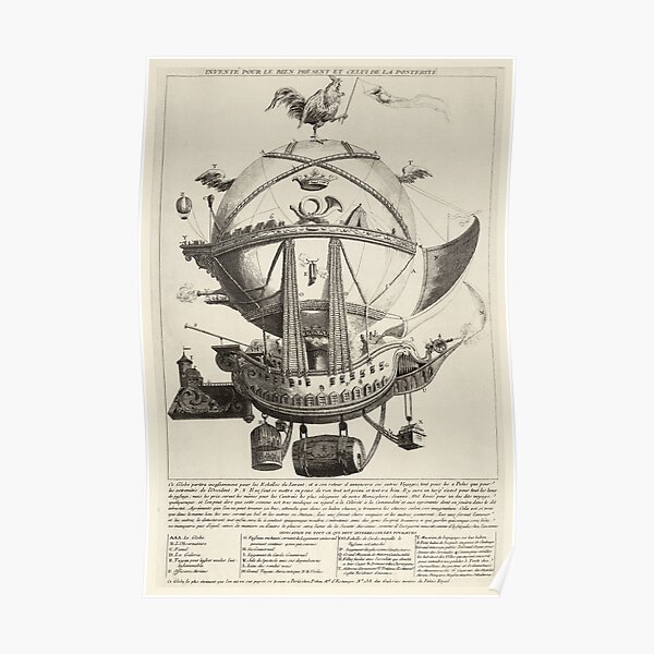 Montgolfière vintage, vers 1780 Poster