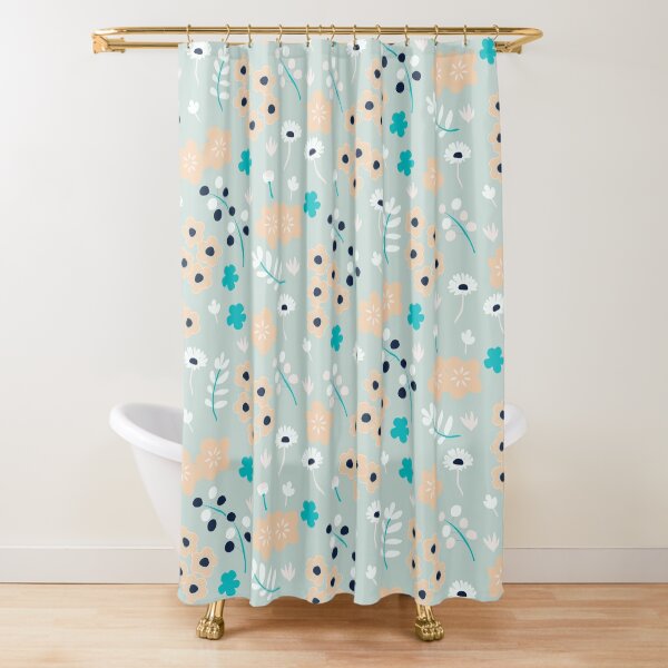 Peachy Summer Flowers Shower Curtain
