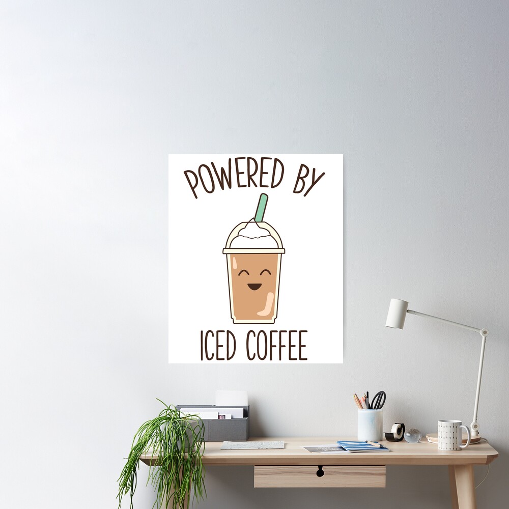 Cute Funny Coffee Gift Powered By Iced Coffee' Sticker