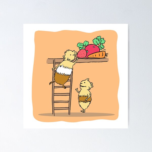Item preview, Two guiea pigs stealing food designed and sold by mondesign26.