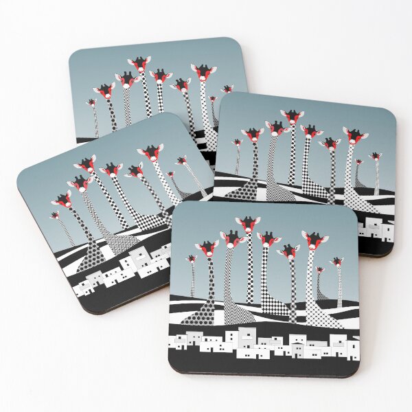 Item preview, "Giraffe Skyscrapers" Juniper Blue designed and sold by StairiArt.