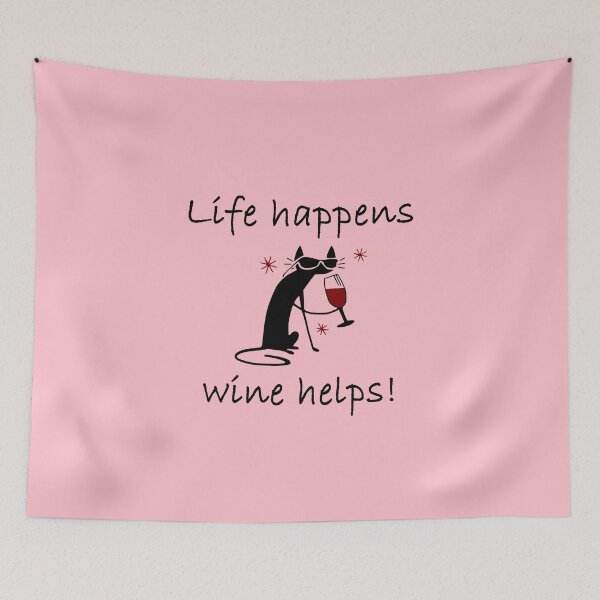 Item preview, Life Happens Wine Helps Drunk Cat design designed and sold by webdango.