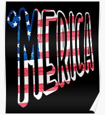 Póster MERICA bandera americana letras diseño patriótico