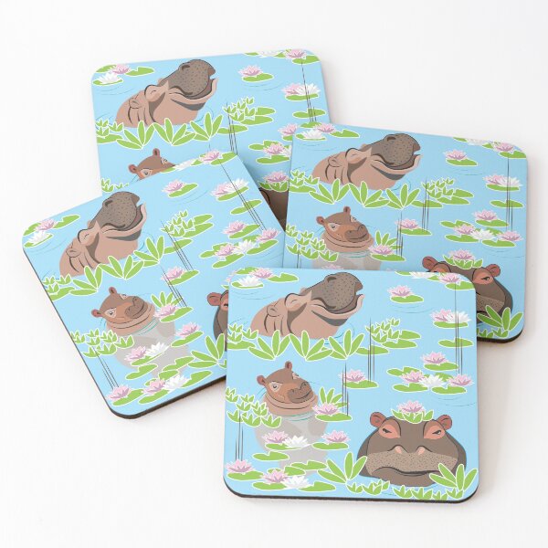 Artikelvorschau, Flusspferde in Water Lillies entworfen und verkauft von Cindys Creative Contour.