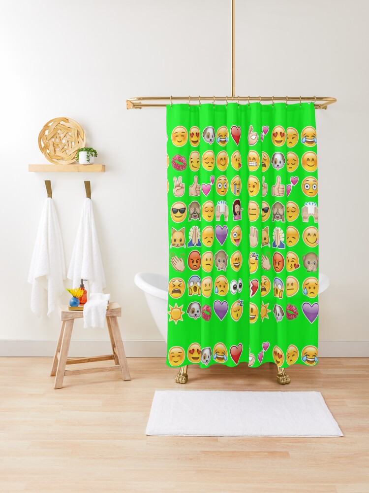 Lime Green Emoji Shower Curtain By Gossiprag Redbubble
