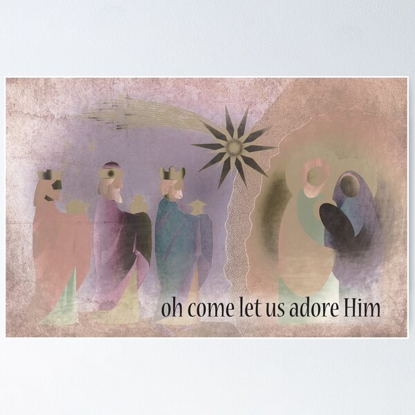 Item preview, Oh Come Let Us Adore Him, Wisemen, Nativity, Muted Tones designed and sold by FinnBear.