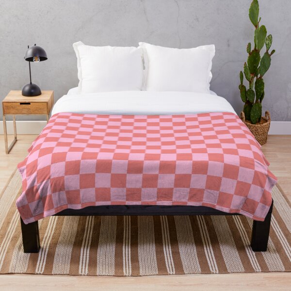 Cotton Candy Pink and Coral Pink Checkerboard Throw Blanket