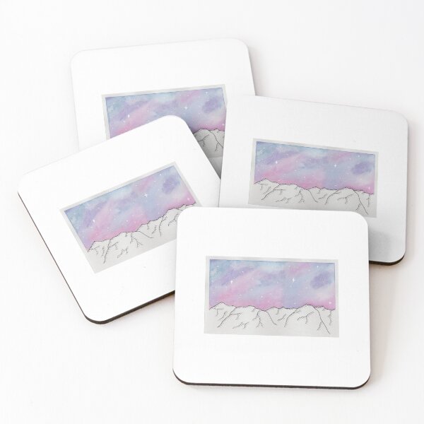 Item preview, watercolour mountains and pink sky designed and sold by rubyoakley.