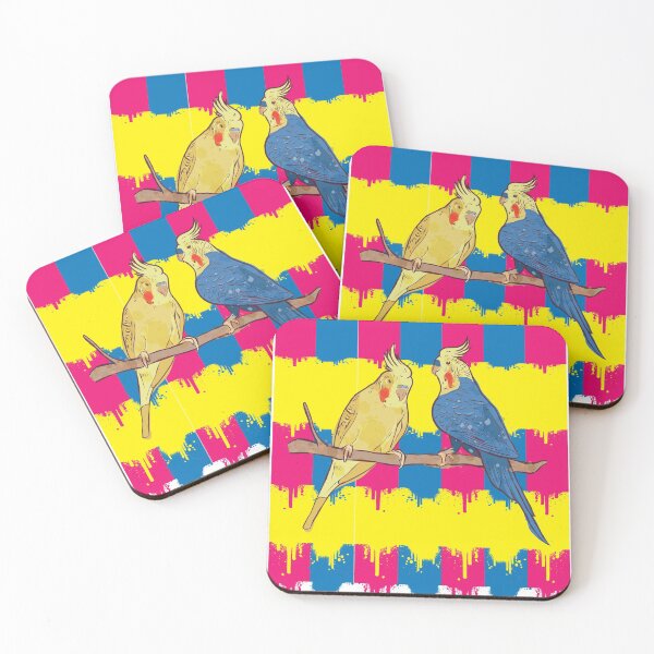 Item preview, Parrot couple with blue yellow background. designed and sold by emphatic.