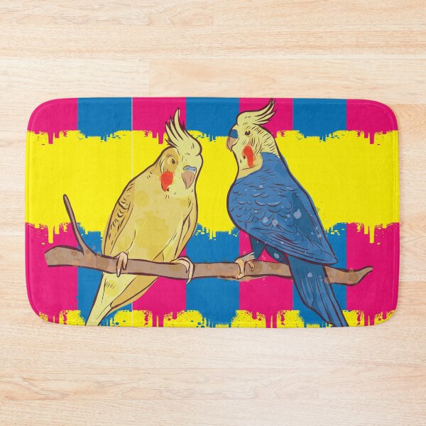 Item preview, Parrot couple with blue yellow background. designed and sold by emphatic.