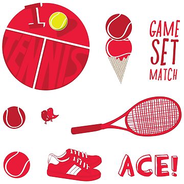 Red Retro Tennis Sticker Pack Sticker for Sale by The-Goods