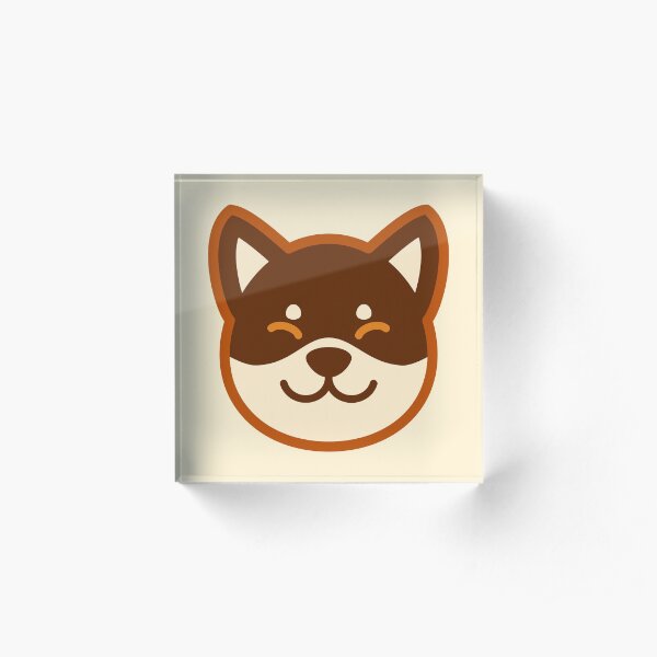 Brown Shiba: Blue Bone Acrylic Block