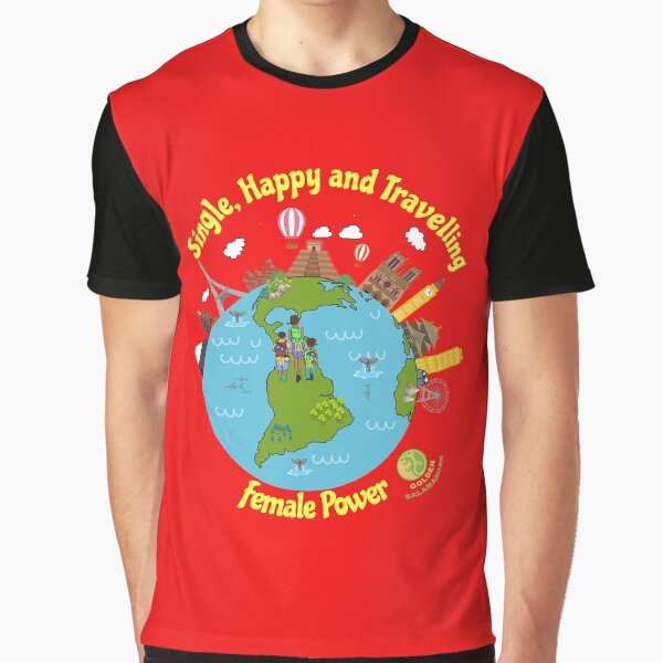 Single, Happy & Travelling Graphic T-Shirt
