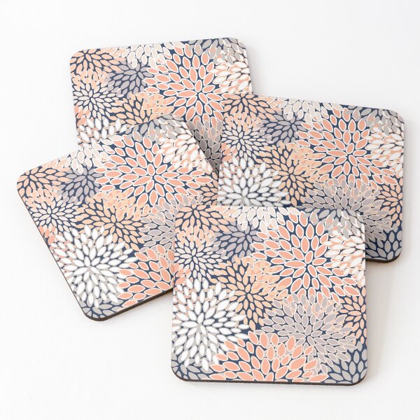 Item preview, Floral Pattern Abstract, Navy Blue,Coral, Peach, Gray designed and sold by meggydesigns.