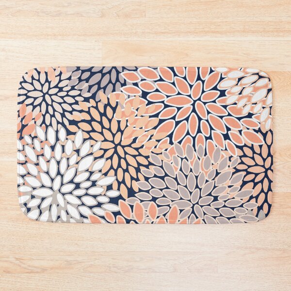 Item preview, Floral Pattern Abstract, Navy Blue,Coral, Peach, Gray designed and sold by meggydesigns.