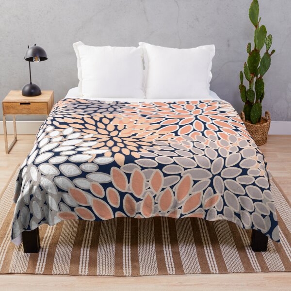 Item preview, Floral Pattern Abstract, Navy Blue,Coral, Peach, Gray designed and sold by meggydesigns.