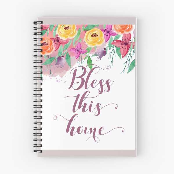 Item preview, Bless this Home Inspirational Quote Hand Lettering Calligraphy Floral Design designed and sold by tanabe.