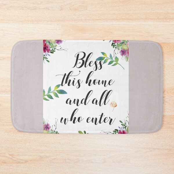 Item preview, Bless this Home Quote Inspirational Hand Lettering Calligraphy Floral Design designed and sold by tanabe.