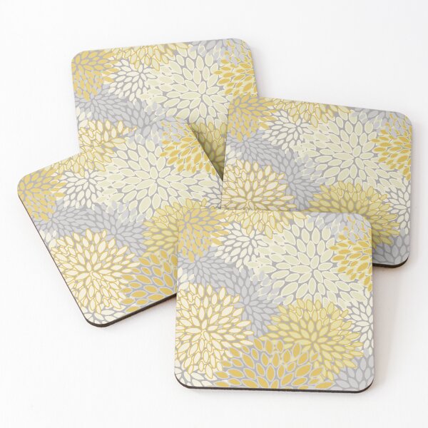 Item preview, Floral Pattern Print, Yellow and Gray designed and sold by meggydesigns.